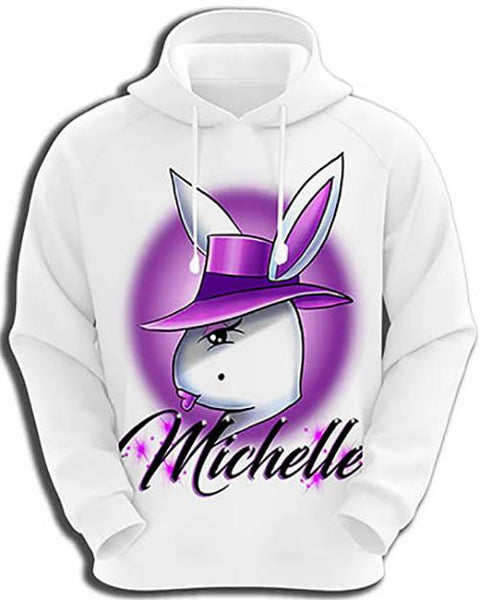 H016 Custom Airbrush Personalized Airbrush Play Girl Bunny Hoodie Sweatshirt Design Yours