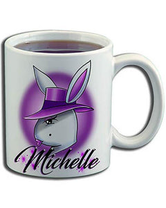 H016 Custom Airbrush Personalized Airbrush Play Girl Bunny Ceramic Coffee Mug Design Yours