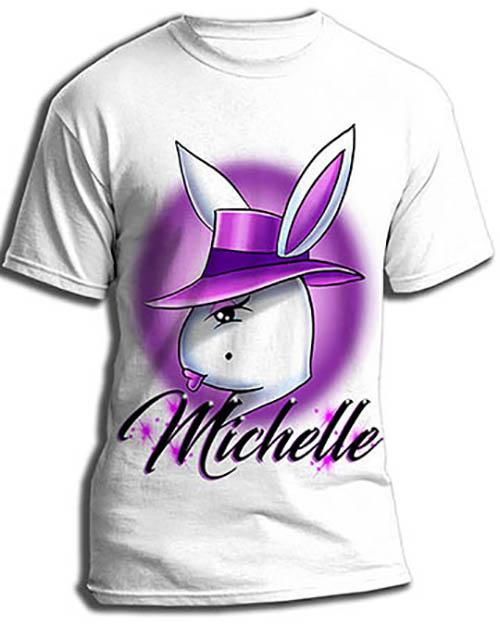 H016 Custom Airbrush Personalized Airbrush Play Girl Bunny Tee Shirt Design Yours