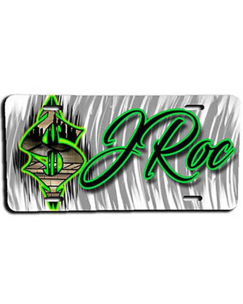 H012 Custom Airbrush Personalized Airbrush Money Symbol License Plate Tag Design Yours