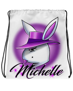 H016 Digitally Airbrush Painted Personalized Custom Player girl bunny  Drawstring Backpack