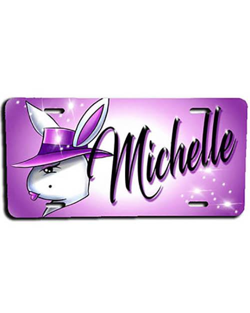 H016 Custom Airbrush Personalized Airbrush Play Girl Bunny License Plate Tag Design Yours
