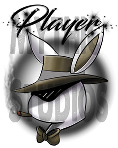 H017 Custom Airbrush Personalized Player Bunny Tee Shirt Design Yours