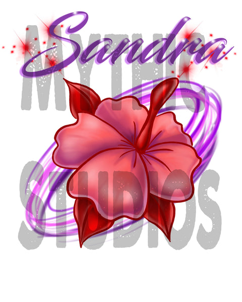 H019 Custom Airbrush Personalized Hibiscus Flower Tee Shirt Design Yours