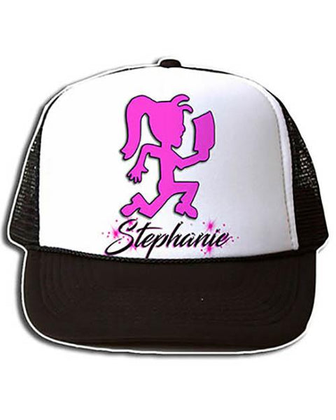 H026 Custom Airbrush Personalized Juggalette HatchetGirl Snapback Trucker Hat Design Yours