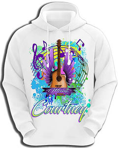 H047 Custom Airbrush Personalized Guitar Music Notes Hoodie Sweatshirt Design Yours