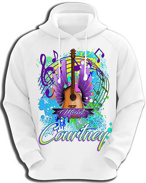 H047 Custom Airbrush Personalized Guitar Music Notes Hoodie Sweatshirt Design Yours