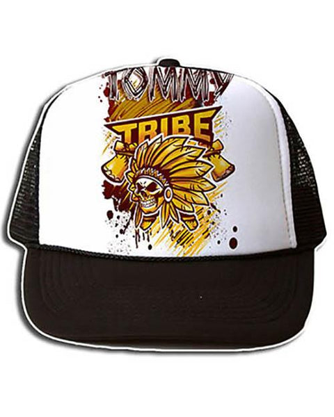 H049 Custom Airbrush Personalized Skull Logo Snapback Trucker Hat Design Yours