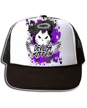 H050 Custom Airbrush Personalized Devil Kitten Logo Snapback Trucker Hat Design Yours