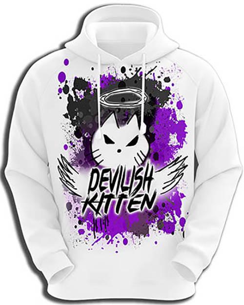 H050 Custom Airbrush Personalized Devil Kitten Hoodie Sweatshirt Design Yours