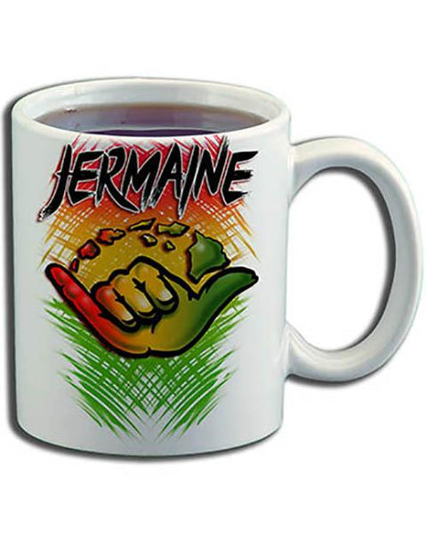 H053 Custom Airbrush Personalized Shaka Logo Ceramic Coffee Mug Design Yours