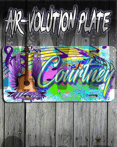 H047 Custom Airbrush Personalized Guitar Music Notes License Plate Tag Design Yours