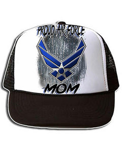 H054 Digitally Airbrush Painted Personalized Custom US Airforce Logo   Snapback Trucker Hats