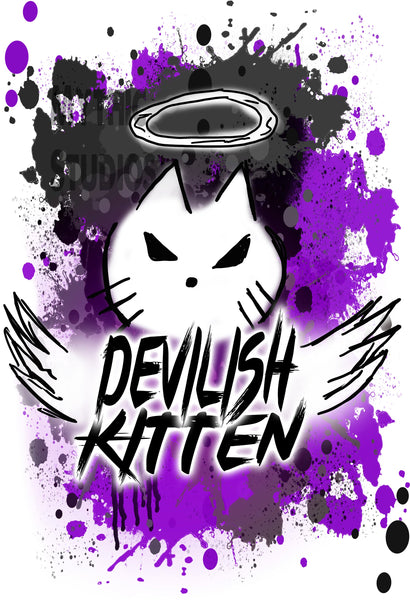 H050 Custom Airbrush Personalized Devil Kitten Logo Snapback Trucker Hat Design Yours