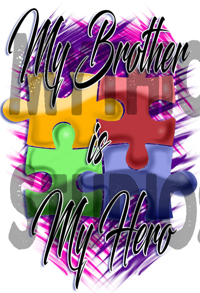 H051 Custom Airbrush Personalized Autism Logo Kids and Adult Tee Shirt Design Yours