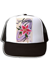 H055 Digitally Airbrush Painted Personalized Custom Flower    Snapback Trucker Hats