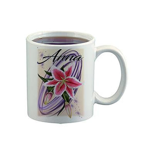 H055 Digitally Airbrush Painted Personalized Custom Flower    Ceramic Coffee Mug