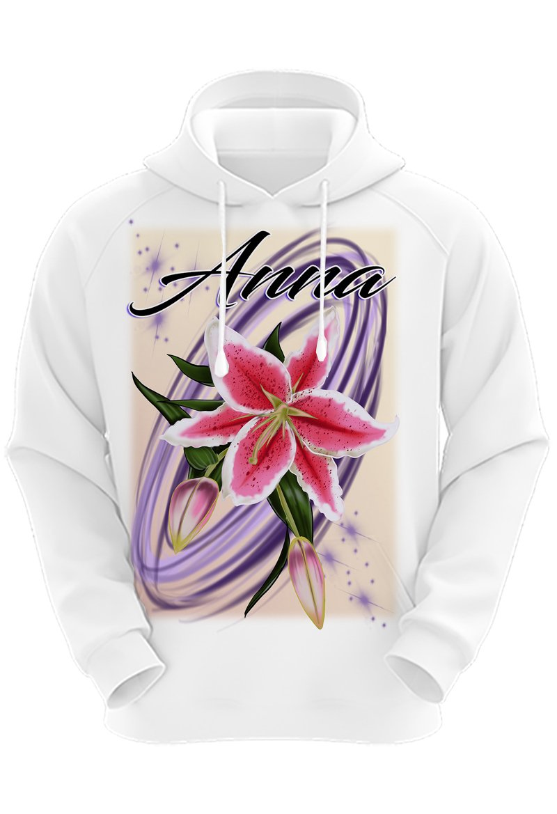 H055 Digitally Airbrush Painted Personalized Custom Flower  Adult and Kids Hoodie Sweatshirt