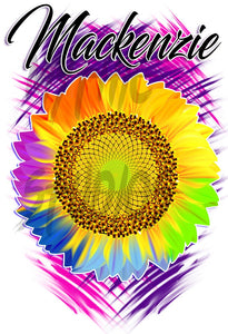 H057 Digitally Airbrush Painted Personalized Custom Sunflower Drawstring Backpack