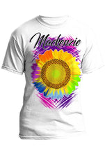 H057 Digitally Airbrush Painted Personalized Custom Sunflower  Adult and Kids T-Shirt