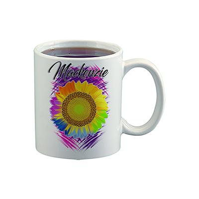 H057 Digitally Airbrush Painted Personalized Custom Sunflower    Ceramic Coffee Mug