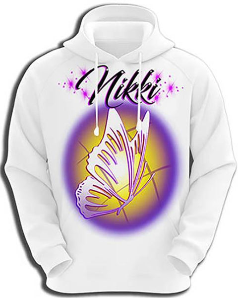 I001 Personalized Airbrush Butterfly Hoodie Sweatshirt Design Yours