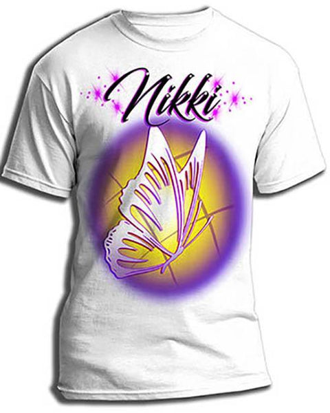 I001 Personalized Airbrush Butterfly Tee Shirt Design Yours