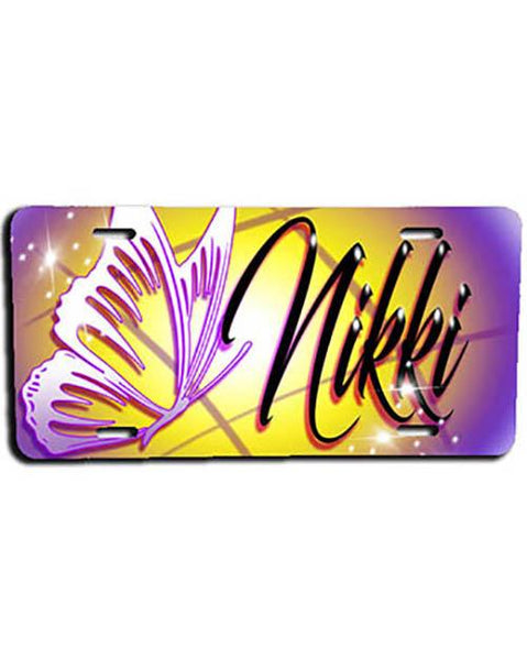 I001 Personalized Airbrush Butterfly License Plate Tag Design Yours