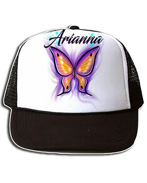 I002 Personalized Airbrush Butterfly Snapback Trucker Hat Design Yours