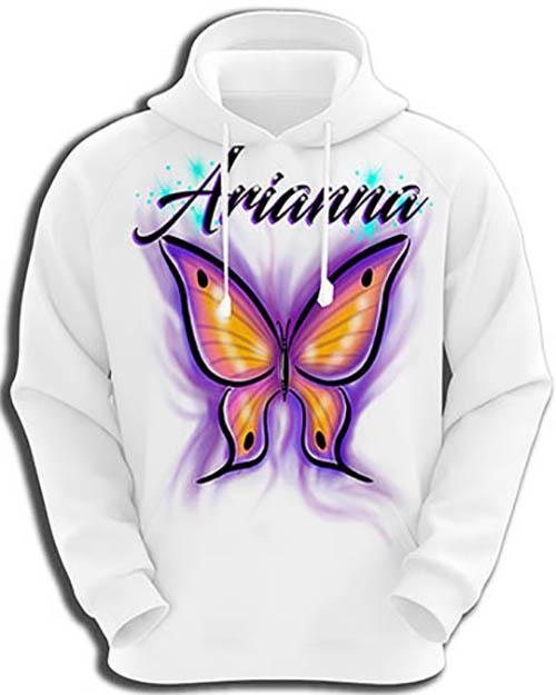I002 Personalized Airbrush Butterfly Hoodie Sweatshirt Design Yours