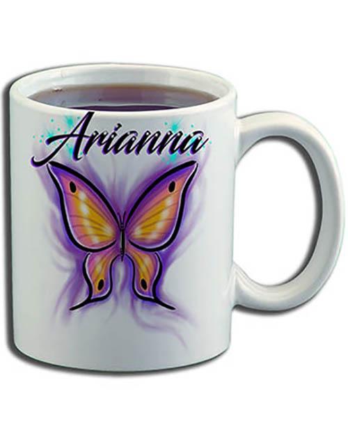 I002 Personalized Airbrush Butterfly Ceramic Coffee Mug Design Yours