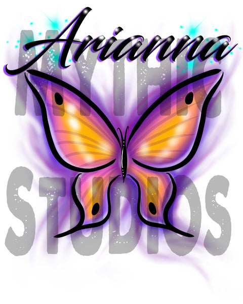 I002 Personalized Airbrush Butterfly Tee Shirt Design Yours