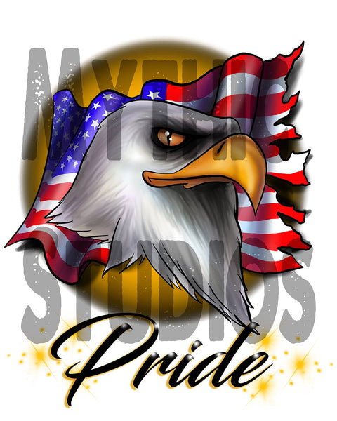 I003 Personalized Airbrush American Flag Bald Eagle License Plate Tag Design Yours