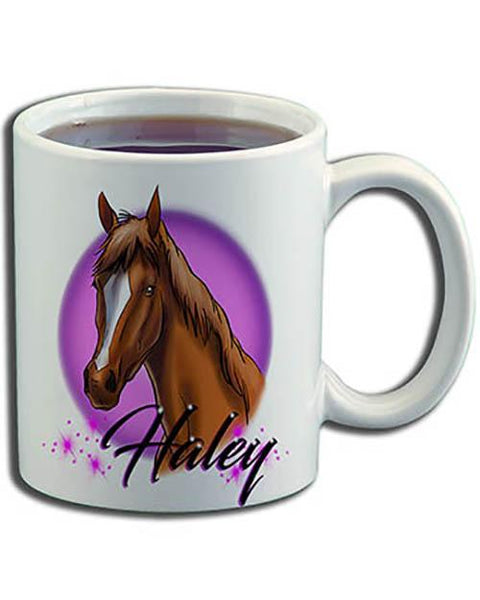 I004 Personalized Airbrush Horse Ceramic Coffee Mug Design Yours