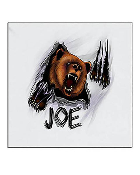I006 Personalized Airbrush Angry Bear Ceramic Coaster Design Yours