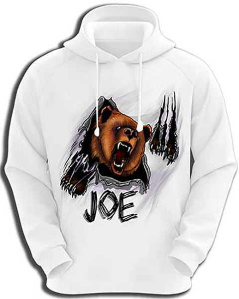 I006 Personalized Airbrush Angry Bear Hoodie Sweatshirt Design Yours