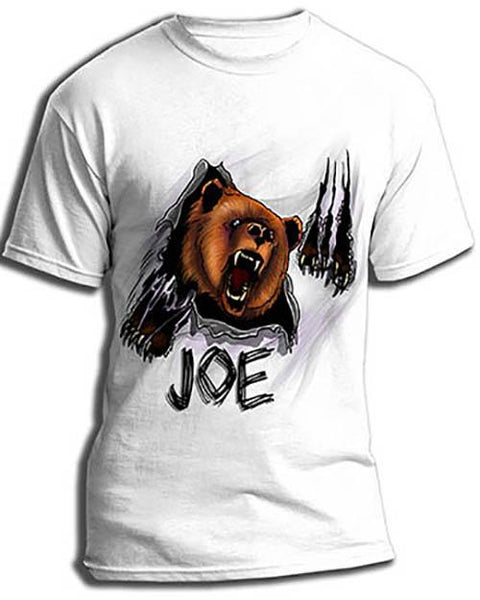 I006 Personalized Airbrush Angry Bear Tee Shirt Design Yours