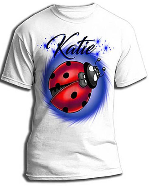 I007 Personalized Airbrush Ladybug Tee Shirt Design Yours