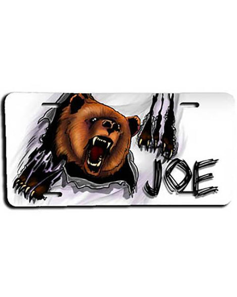 I006 Personalized Airbrush Angry Bear License Plate Tag Design Yours