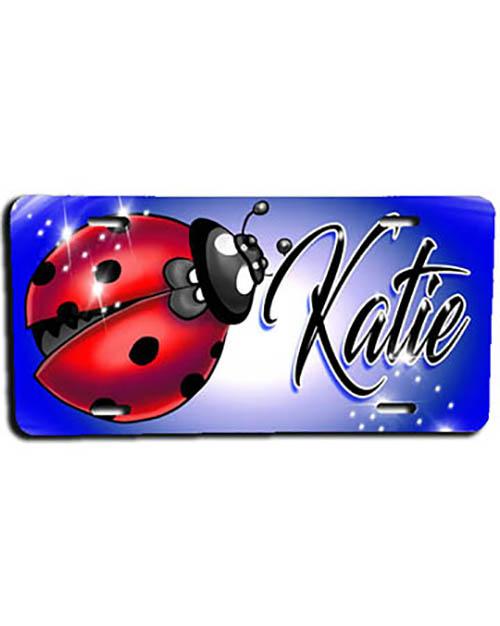 I007 Personalized Airbrush Ladybug License Plate Tag Design Yours