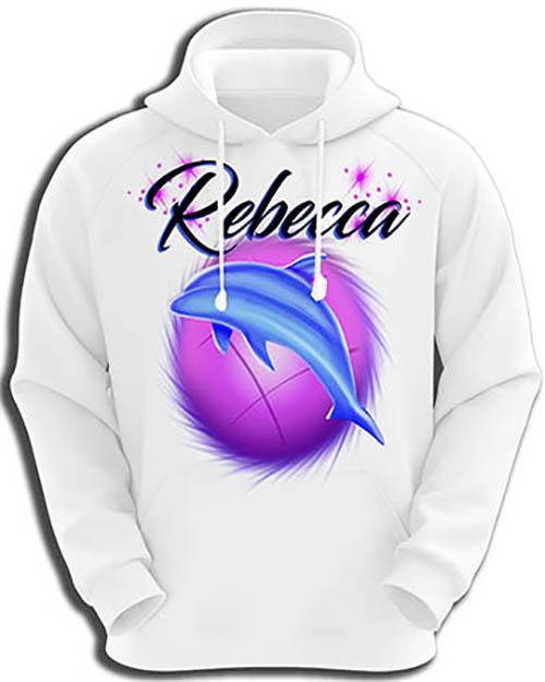 I010 Personalized Airbrush Dolphin Hoodie Sweatshirt Design Yours