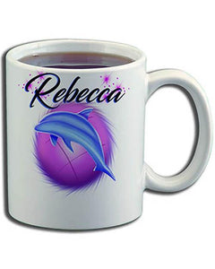 I010 Personalized Airbrush Dolphin Ceramic Coffee Mug Design Yours
