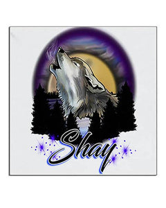 I011 Personalized Airbrush Howling Wolf Ceramic Coaster Design Yours