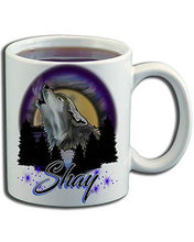 I011 Personalized Airbrush Howling Wolf Ceramic Coffee Mug Design Yours
