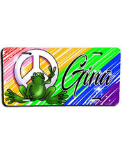I009 Personalized Airbrush Peace Frog License Plate Tag Design Yours