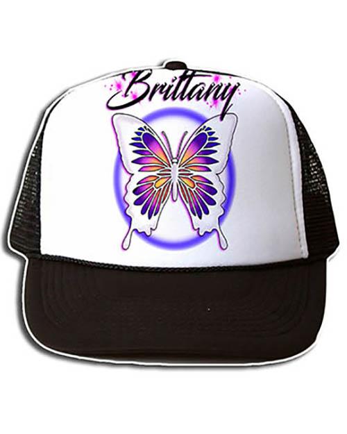 I012 Personalized Airbrush Butterfly Snapback Trucker Hat Design Yours