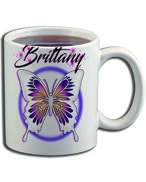 I012 Personalized Airbrush Butterfly Ceramic Coffee Mug Design Yours