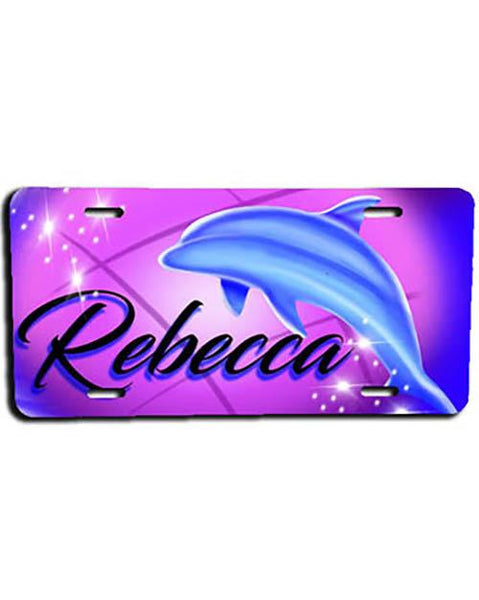 I010 Personalized Airbrush Dolphin License Plate Tag Design Yours