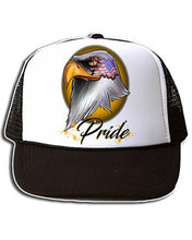 I013 Personalized Airbrush American Flag Bald Eagle Snapback Trucker Hat Design Yours