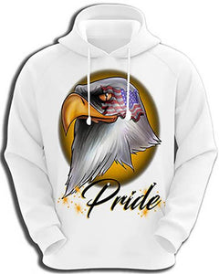 I013 Personalized Airbrush American Flag Bald Eagle Hoodie Sweatshirt Design Yours